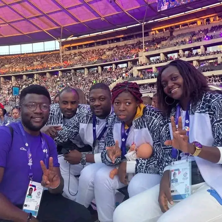 Membres de la délégation camerounaise dans les tribunes du stade lors d’une cérémonie des Jeux Mondiaux